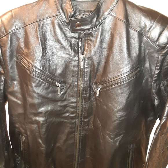 NWOT Men's Black Leather Jacket - Picture 4 of 12